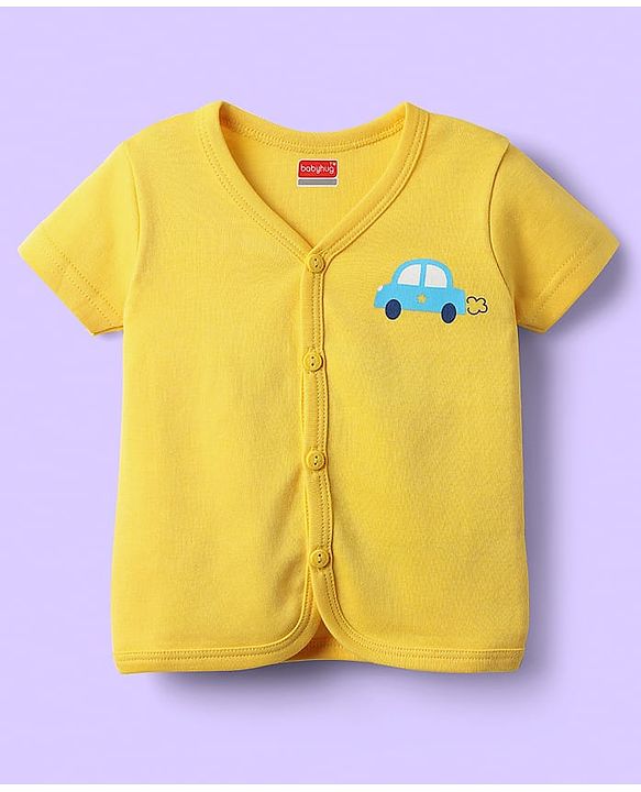 Babyhug 100% Cotton Front Open Half Sleeves Striped & Nature Printed Jhablas Pack Of 3 - Yellow Green & Light Blue