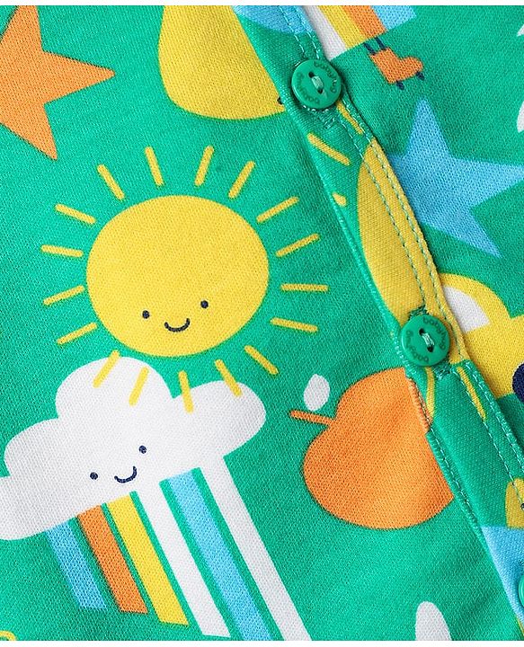 Babyhug 100% Cotton Front Open Half Sleeves Striped & Nature Printed Jhablas Pack Of 3 - Yellow Green & Light Blue