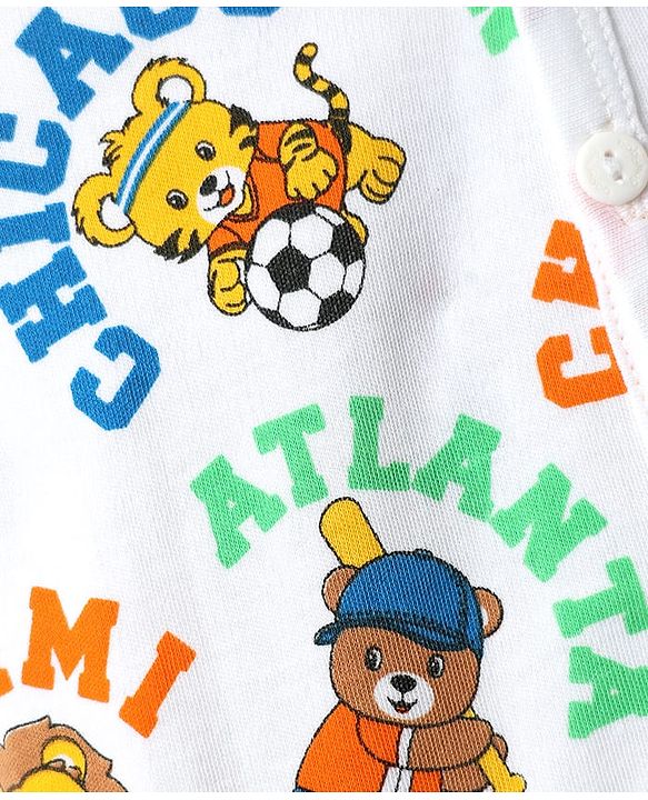 Babyhug 100% Cotton Interlock Knit Front Open Half Sleeves jhablas With Stripes & Animal Print Pack Of 3 - Blue Orange & White