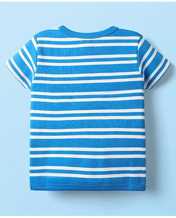 Babyhug 100% Cotton Interlock Knit Front Open Half Sleeves jhablas With Stripes & Animal Print Pack Of 3 - Blue Orange & White