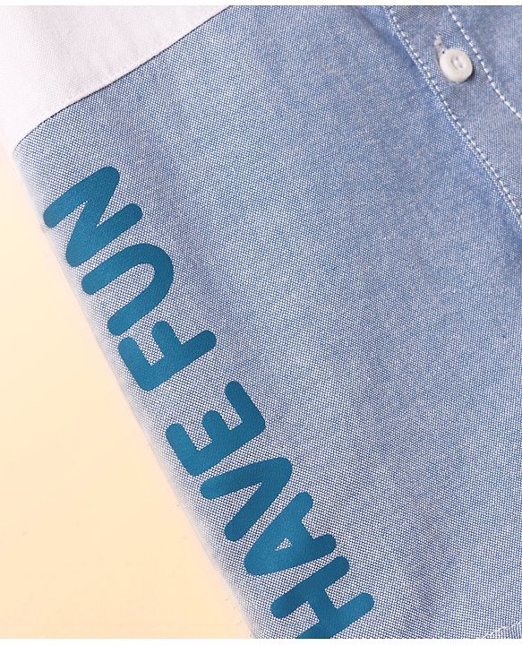 Babyhug Cotton Woven Half Sleeves Shirt With Cut & Sew Design - White