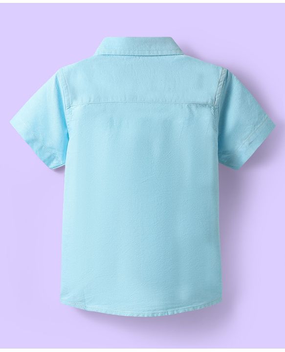 Babyhug Cotton Woven Half Sleeves Shirt With Cut & Sew Design - Light Blue