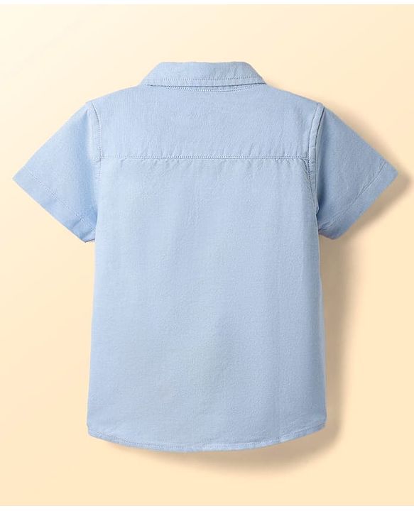 Babyhug Cotton Woven Half Sleeves Shirt With Cut & Sew - White