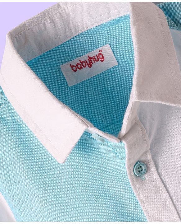 Babyhug Cotton Woven Half Sleeves Shirt With Cut & Sew - White