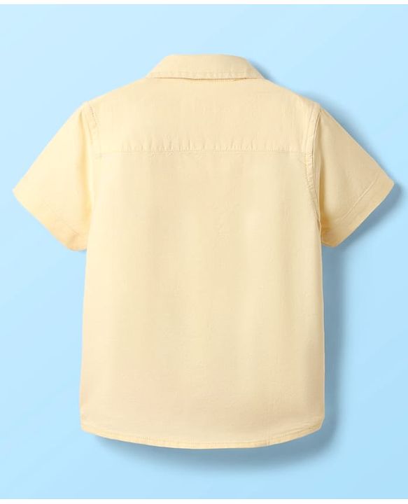Babyhug Cotton Woven Half Sleeves Shirt With Cut & Sew - White