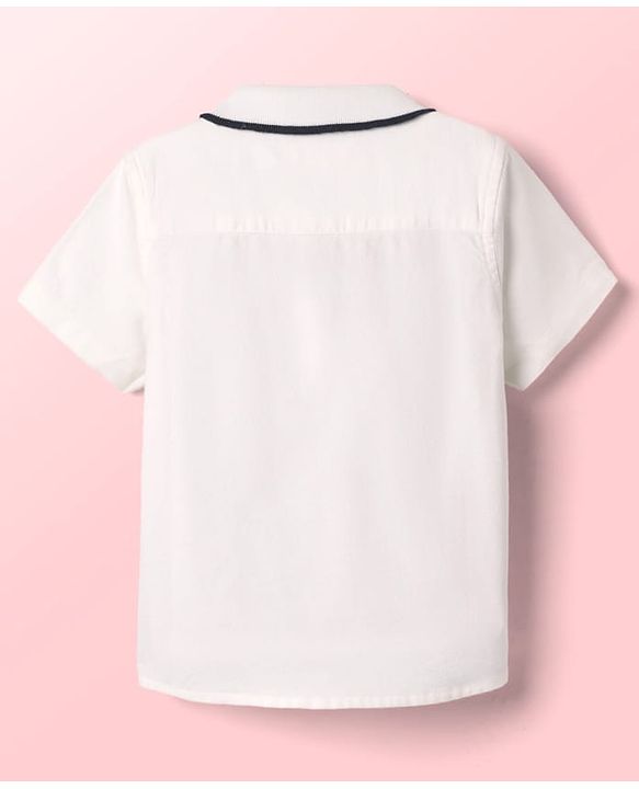 Babyhug Cotton Woven Half Sleeves Shirt With Cut & Sew - White