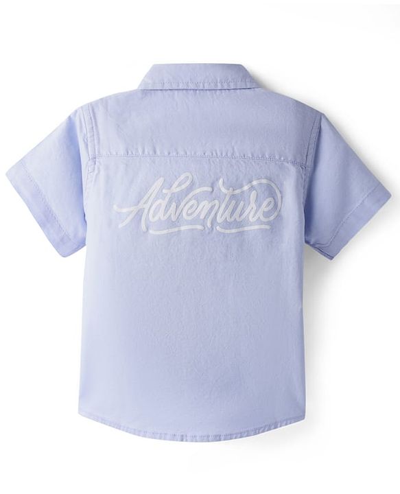 Babyhug Cotton Woven Half Sleeves Solid  Shirt - Light Blue