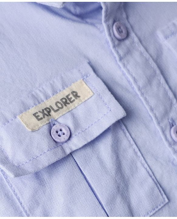 Babyhug Cotton Woven Half Sleeves Solid  Shirt - Light Blue