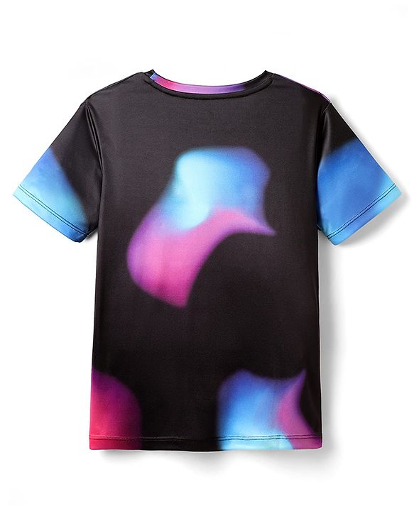 Pine Active Knit Half Sleeves Printed T-Shirt - Black