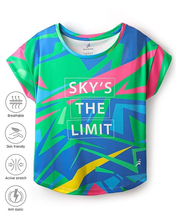 Pine Active Half Sleeves T-Shirt With Abstract Print - Blue