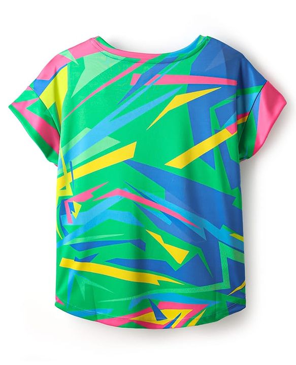 Pine Active Half Sleeves T-Shirt With Abstract Print - Blue