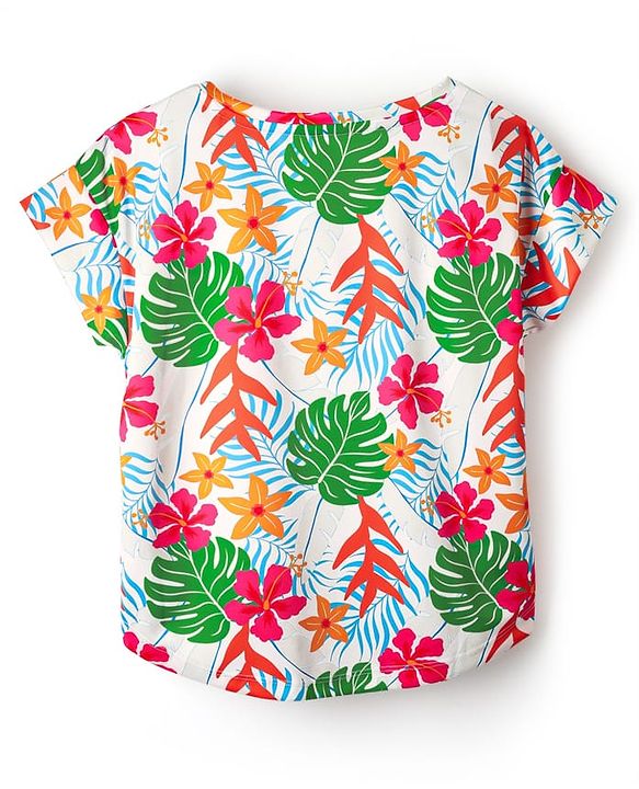 Pine Active Half Sleeves T-Shirt With Floral Print - White