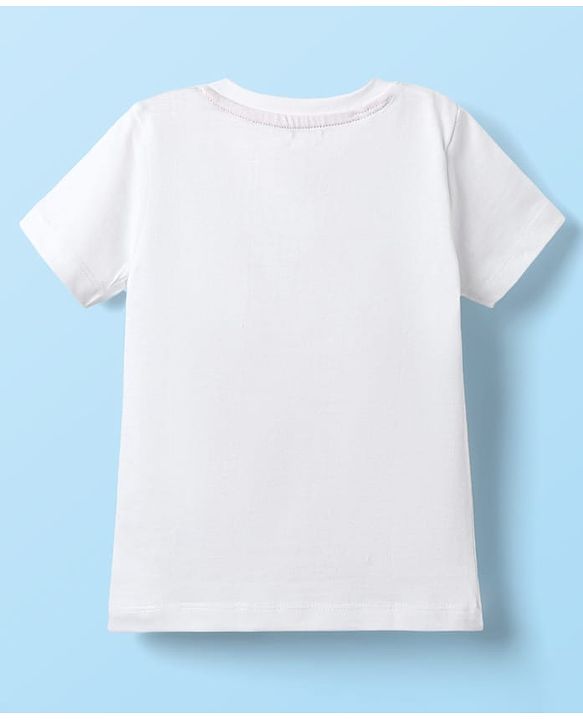 Babyhug Single Jersey Knit Half Sleeves T-Shirt & Shorts Set with Vehicle Print - White & Orange