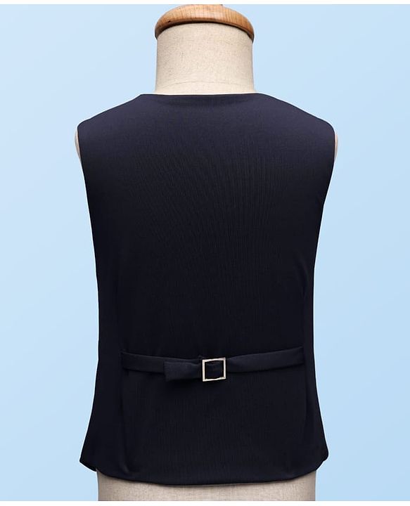 Babyhug Knit Full Sleeves 3 Piece Soild Color Party Suit - Navy Blue & White