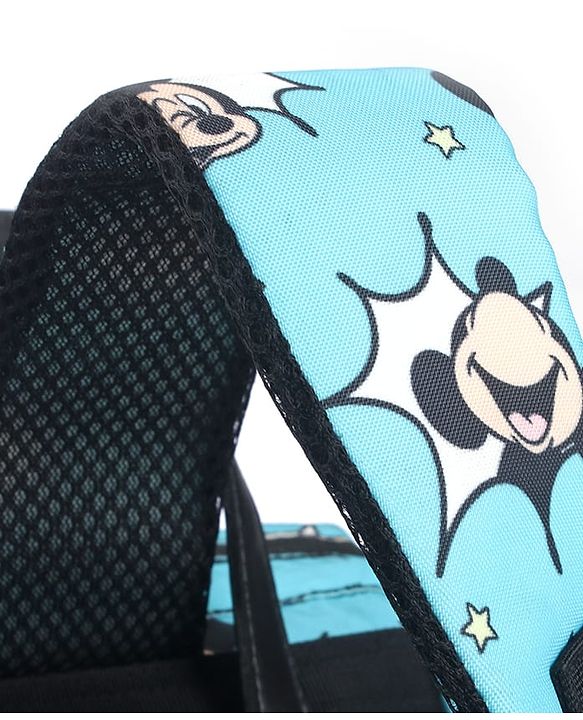 Babyhug Disney Minty Mickey Whimsy Smart Diaper Backpack - Light Blue| Adjustable Shoulder Strap| Insulated Bottle Pouches| Smart Bottom Zipper| Wipes Dispenser| Wide Fish-mouth Opening