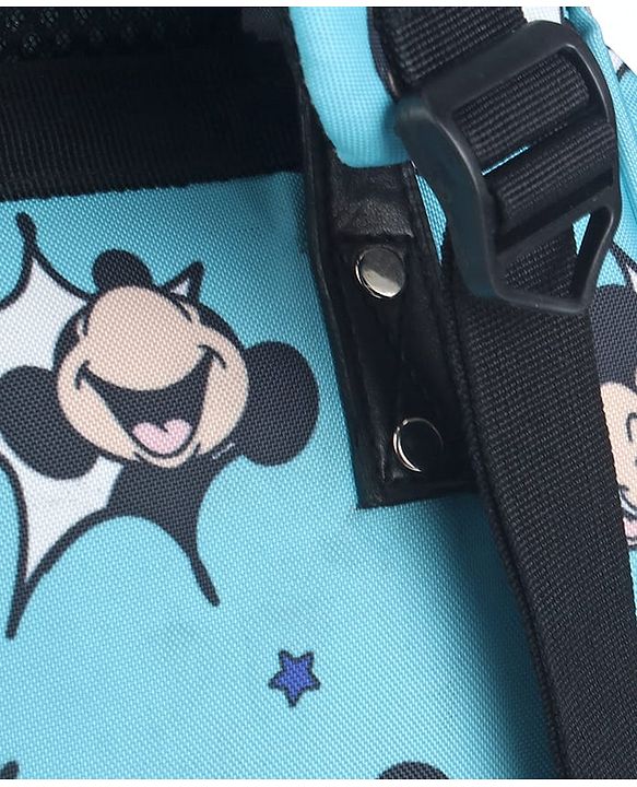 Babyhug Disney Minty Mickey Whimsy Smart Diaper Backpack - Light Blue| Adjustable Shoulder Strap| Insulated Bottle Pouches| Smart Bottom Zipper| Wipes Dispenser| Wide Fish-mouth Opening