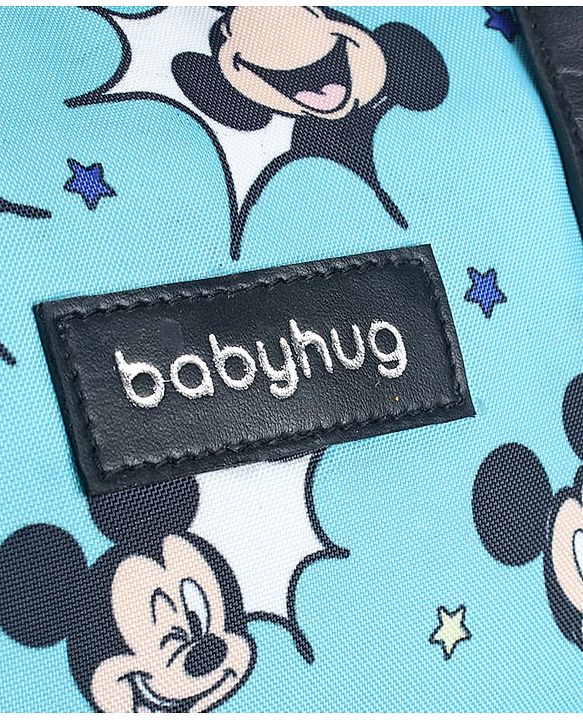 Babyhug Disney Minty Mickey Whimsy Smart Diaper Backpack - Light Blue| Adjustable Shoulder Strap| Insulated Bottle Pouches| Smart Bottom Zipper| Wipes Dispenser| Wide Fish-mouth Opening