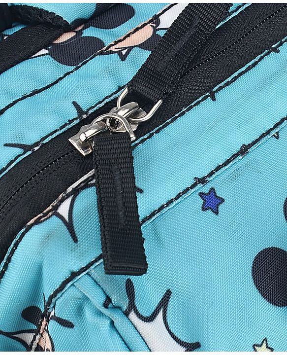 Babyhug Disney Minty Mickey Whimsy Smart Diaper Backpack - Light Blue| Adjustable Shoulder Strap| Insulated Bottle Pouches| Smart Bottom Zipper| Wipes Dispenser| Wide Fish-mouth Opening
