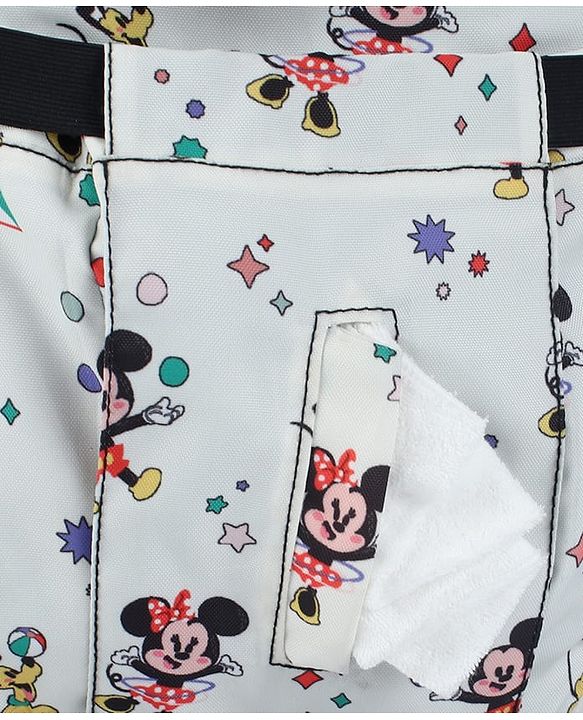 Babyhug Disney Mickey & Friends Classic Charm Smart Diaper Backpack - Off-White| Adjustable Shoulder Strap| Insulated Bottle Pouches| Smart Bottom Zipper| Wipes Dispenser| Wide Fish-mouth Opening