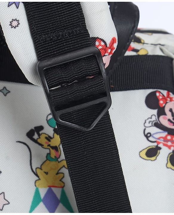 Babyhug Disney Mickey & Friends Classic Charm Smart Diaper Backpack - Off-White| Adjustable Shoulder Strap| Insulated Bottle Pouches| Smart Bottom Zipper| Wipes Dispenser| Wide Fish-mouth Opening