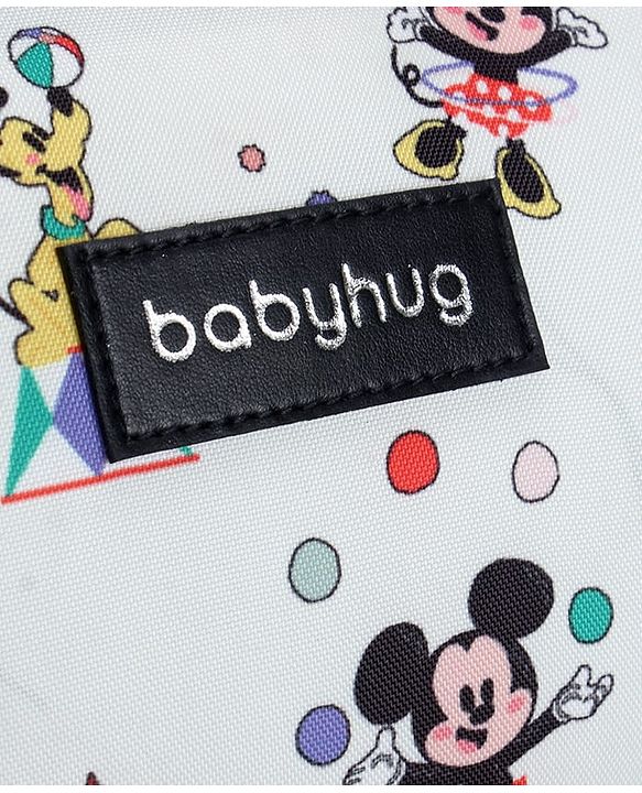 Babyhug Disney Mickey & Friends Classic Charm Smart Diaper Backpack - Off-White| Adjustable Shoulder Strap| Insulated Bottle Pouches| Smart Bottom Zipper| Wipes Dispenser| Wide Fish-mouth Opening