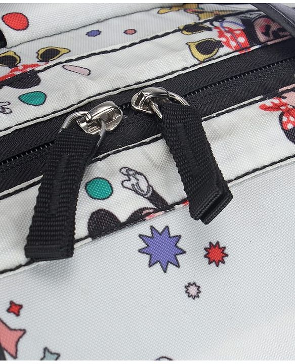 Babyhug Disney Mickey & Friends Classic Charm Smart Diaper Backpack - Off-White| Adjustable Shoulder Strap| Insulated Bottle Pouches| Smart Bottom Zipper| Wipes Dispenser| Wide Fish-mouth Opening