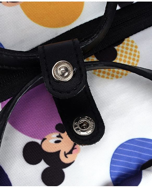 Babyhug Disney Retro Mickey Pop Smart Diaper Backpack - White| Adjustable Padded Shoulder Strap| Insulated Bottle Pouches| Wipes Dispenser| Wide opening| Anti-theft Back Pouch