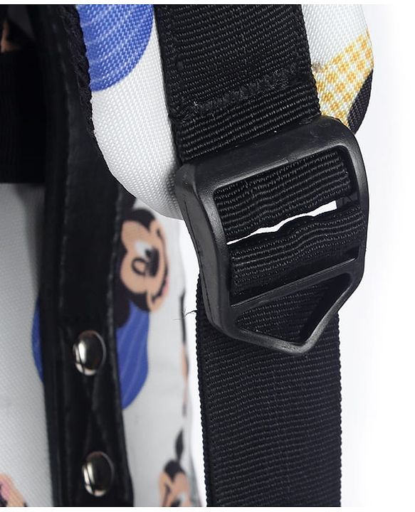 Babyhug Disney Retro Mickey Pop Smart Diaper Backpack - White| Adjustable Padded Shoulder Strap| Insulated Bottle Pouches| Wipes Dispenser| Wide opening| Anti-theft Back Pouch