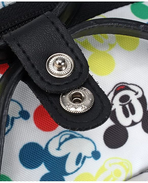 Babyhug Disney Retro Mickey Pop Smart Diaper Backpack - White| Adjustable Padded Shoulder Strap| Insulated Bottle Pouches| Wipes Dispenser| Wide opening| Anti-theft Back Pouch