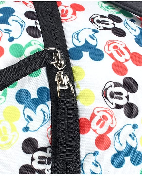 Babyhug Disney Retro Mickey Pop Smart Diaper Backpack - White| Adjustable Padded Shoulder Strap| Insulated Bottle Pouches| Wipes Dispenser| Wide opening| Anti-theft Back Pouch