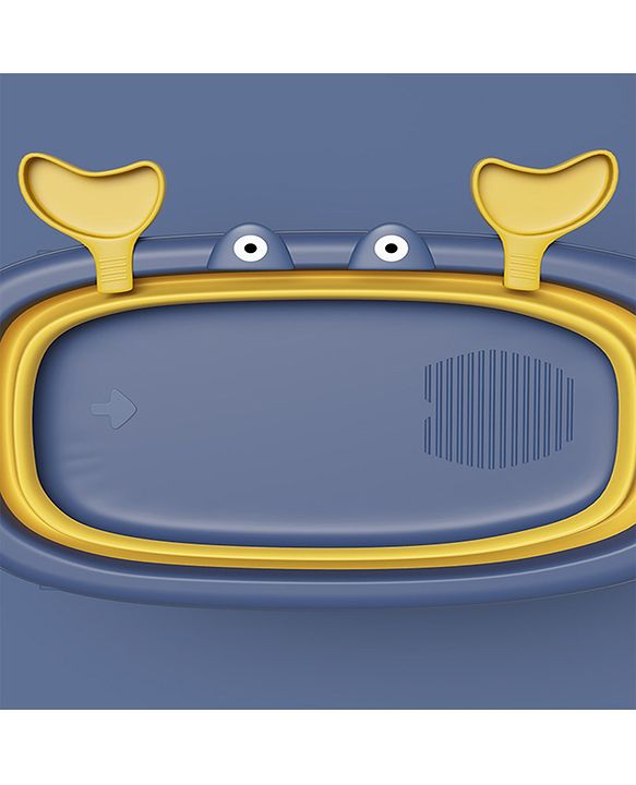 Babyhug Foldable Baby Bath Tub with Drain Plug in Crab Shape - Blue