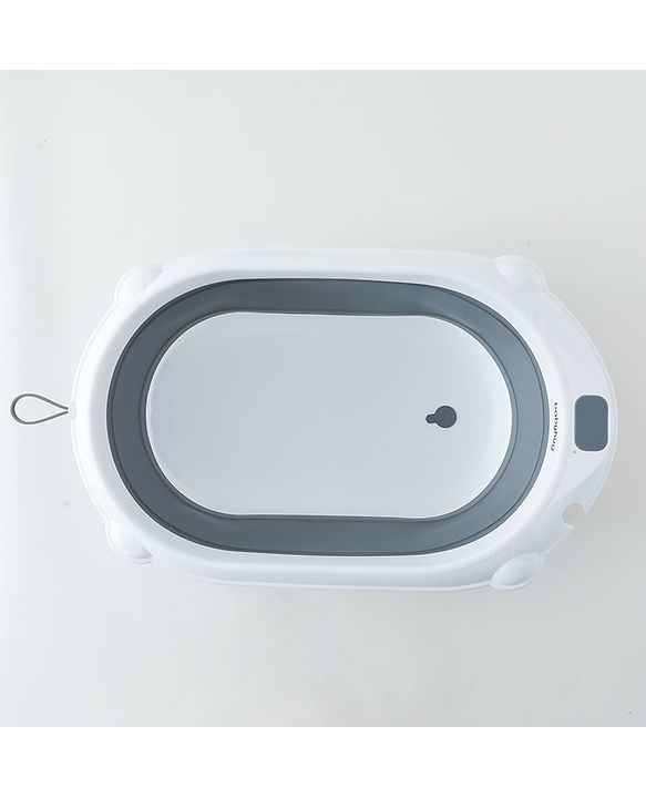 Babyhug Foldable Baby Bath Tub with Drain Plug - Grey