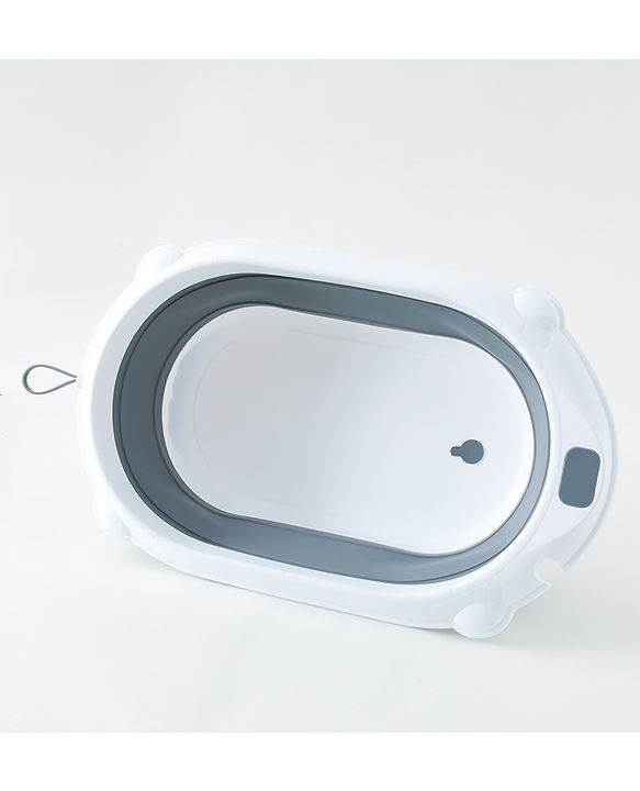 Babyhug Foldable Baby Bath Tub with Drain Plug - Grey