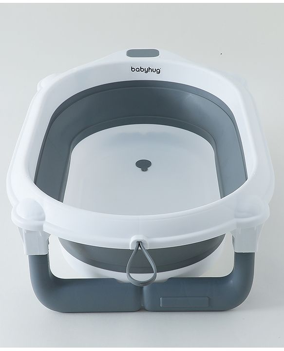 Babyhug Foldable Baby Bath Tub with Drain Plug - Grey