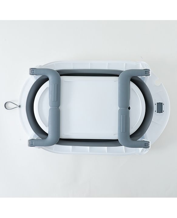 Babyhug Foldable Baby Bath Tub with Drain Plug - Grey