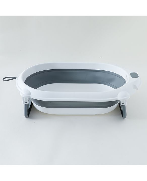 Babyhug Foldable Baby Bath Tub with Drain Plug - Grey