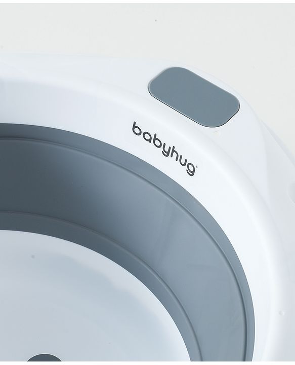 Babyhug Foldable Baby Bath Tub with Drain Plug - Grey