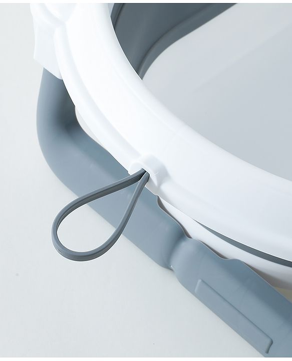 Babyhug Foldable Baby Bath Tub with Drain Plug - Grey