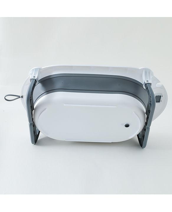 Babyhug Foldable Baby Bath Tub with Drain Plug - Grey