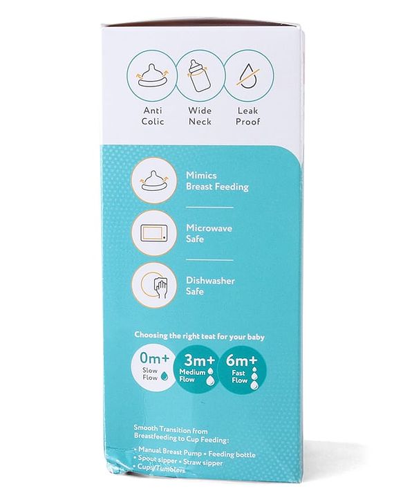 Babyhug Wide Neck Feeding Bottle with Silicone Nipple Dino Print - 250ml| Microwave and Sterilizer Safe| BPA Free| Easy to Clean & Hygienic| Measuring Scale| Anti-colic| Leak Proof