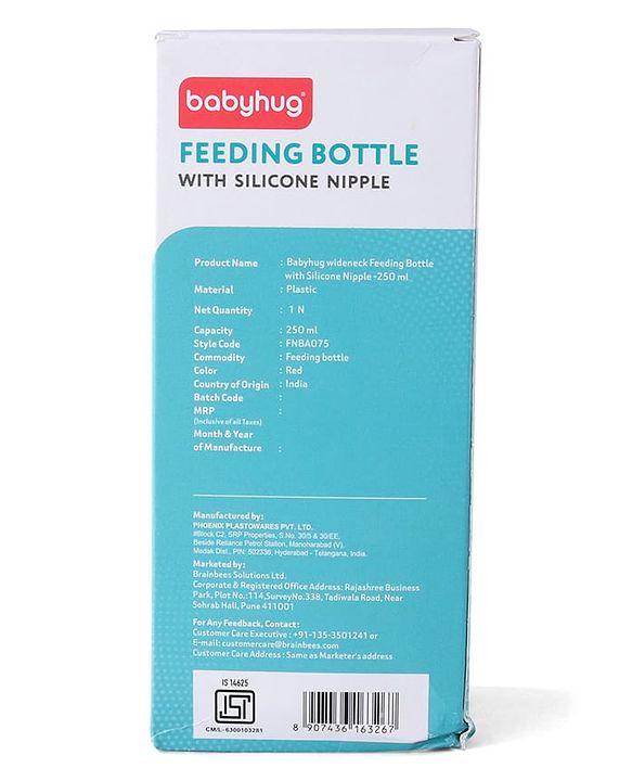 Babyhug Wide Neck Feeding Bottle with Silicone Nipple Dino Print - 250ml| Microwave and Sterilizer Safe| BPA Free| Easy to Clean & Hygienic| Measuring Scale| Anti-colic| Leak Proof