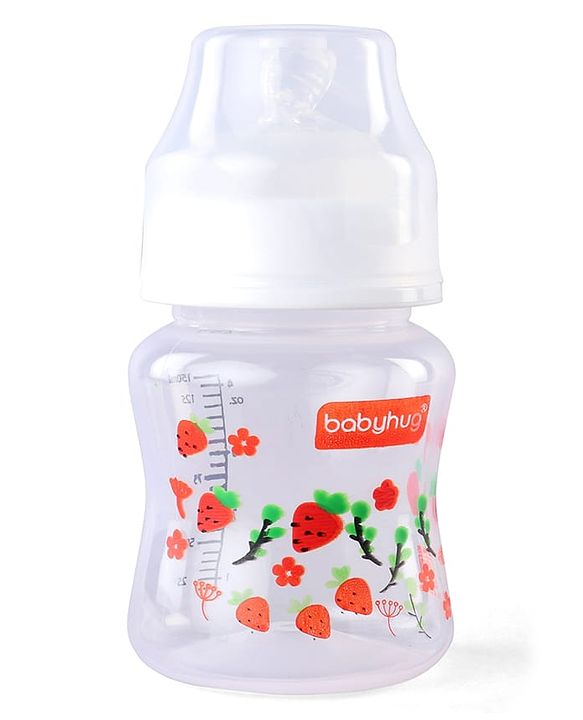 Babyhug Wide Neck Feeding Bottle with Silicone Nipple Dino Print - 250ml| Microwave and Sterilizer Safe| BPA Free| Easy to Clean & Hygienic| Measuring Scale| Anti-colic| Leak Proof