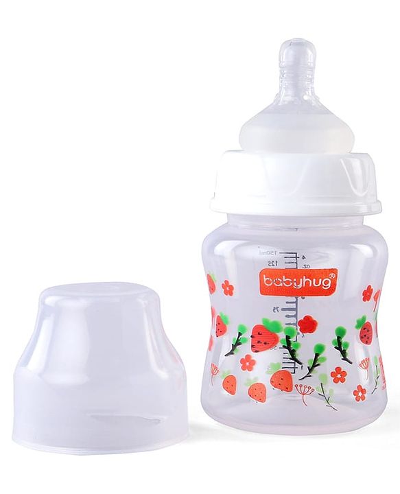 Babyhug Wide Neck Feeding Bottle with Silicone Nipple Dino Print - 250ml| Microwave and Sterilizer Safe| BPA Free| Easy to Clean & Hygienic| Measuring Scale| Anti-colic| Leak Proof
