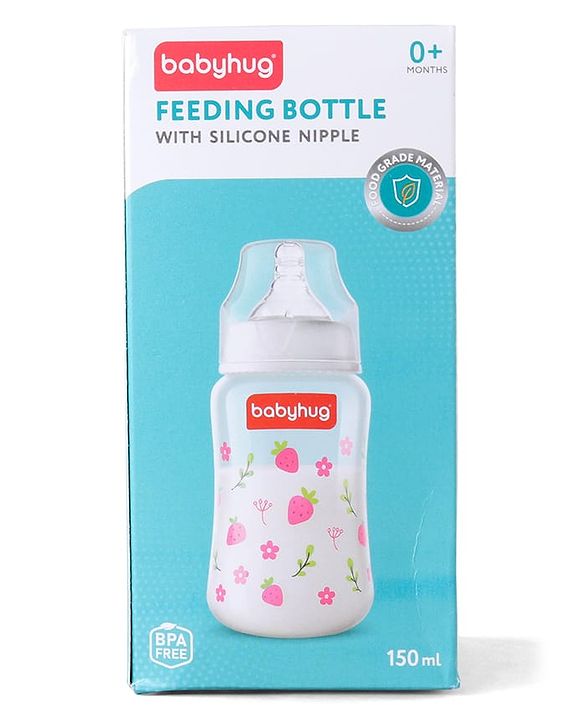 Babyhug Wide Neck Feeding Bottle with Silicone Nipple Dino Print - 250ml| Microwave and Sterilizer Safe| BPA Free| Easy to Clean & Hygienic| Measuring Scale| Anti-colic| Leak Proof