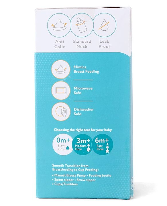 Babyhug Wide Neck Feeding Bottle with Silicone Nipple Dino Print - 250ml| Microwave and Sterilizer Safe| BPA Free| Easy to Clean & Hygienic| Measuring Scale| Anti-colic| Leak Proof