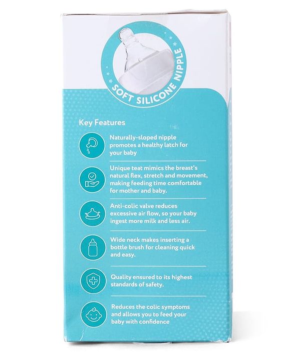 Babyhug Wide Neck Feeding Bottle with Silicone Nipple Dino Print - 250ml| Microwave and Sterilizer Safe| BPA Free| Easy to Clean & Hygienic| Measuring Scale| Anti-colic| Leak Proof