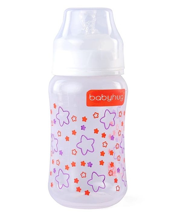 Babyhug Wide Neck Feeding Bottle with Silicone Nipple Dino Print - 250ml| Microwave and Sterilizer Safe| BPA Free| Easy to Clean & Hygienic| Measuring Scale| Anti-colic| Leak Proof