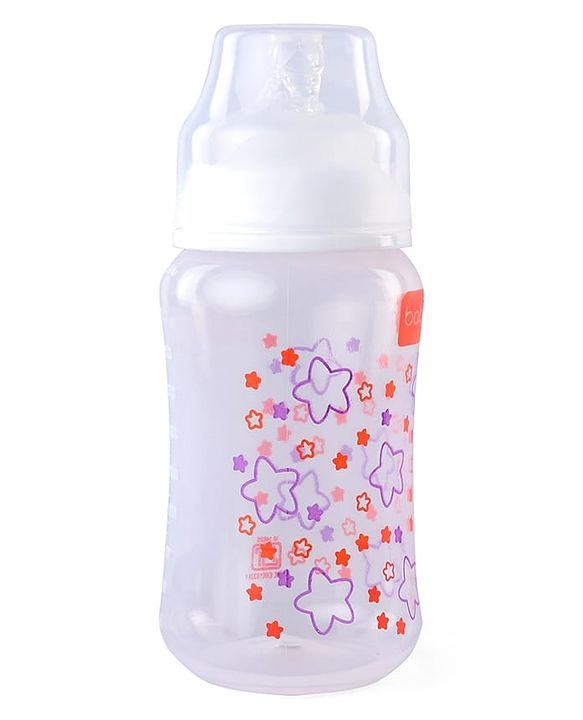 Babyhug Wide Neck Feeding Bottle with Silicone Nipple Dino Print - 250ml| Microwave and Sterilizer Safe| BPA Free| Easy to Clean & Hygienic| Measuring Scale| Anti-colic| Leak Proof