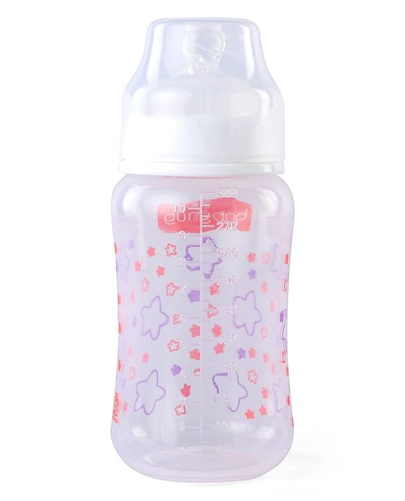 Babyhug Wide Neck Feeding Bottle with Silicone Nipple Dino Print - 250ml| Microwave and Sterilizer Safe| BPA Free| Easy to Clean & Hygienic| Measuring Scale| Anti-colic| Leak Proof