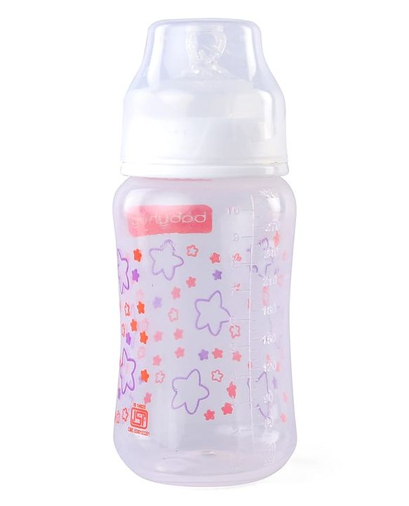 Babyhug Wide Neck Feeding Bottle with Silicone Nipple Dino Print - 250ml| Microwave and Sterilizer Safe| BPA Free| Easy to Clean & Hygienic| Measuring Scale| Anti-colic| Leak Proof